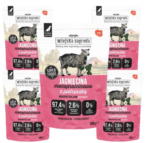 Wiejska Zagroda Saszetka Mono Jagnięcina 5x500g