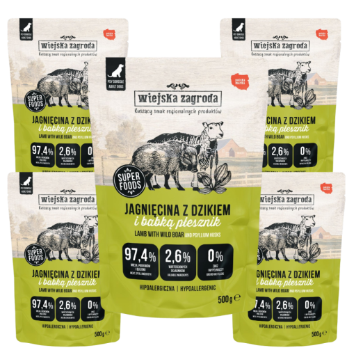 Wiejska Zagroda Saszetka Jagnięcina Dzik 5x500g