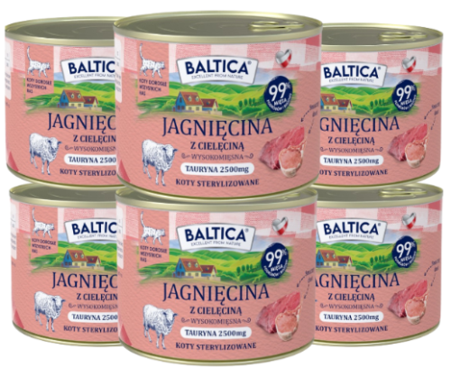 Baltica Kot Mokra Jagnięcina Cielęcina 6x185g
