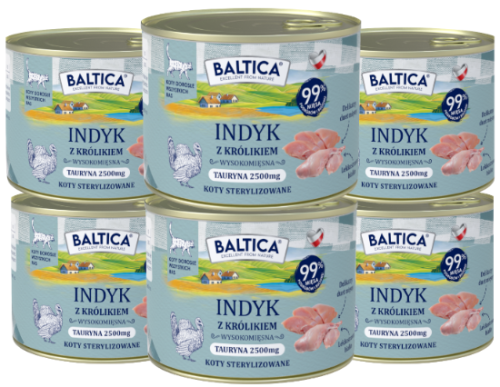 Baltica Kot Mokra Indyk Królik 6x185g