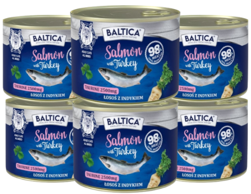 Baltica Excellent Kot Mokra Salmon Turkey 6x185g