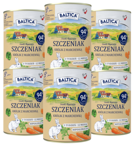 Baltica Mokra Szczenięta Królik Marchew 6x400g