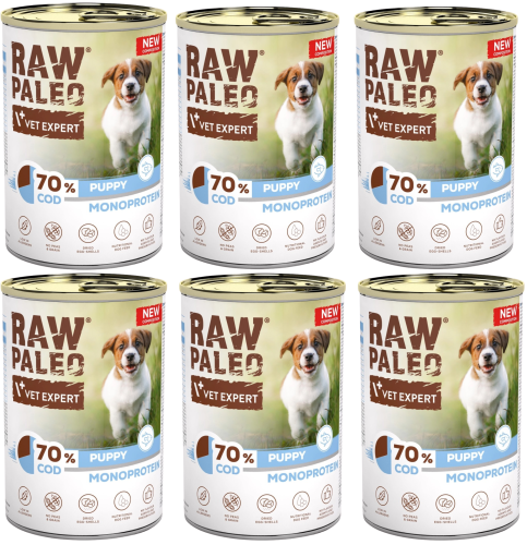 VetExpert Raw Paleo Dog Puppy Cod 6x400g