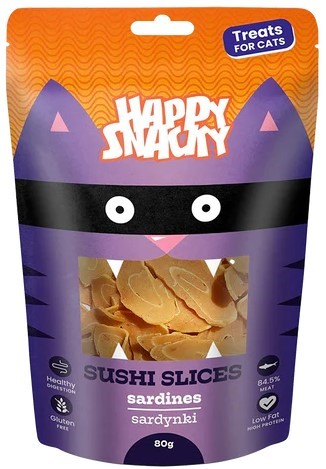 Happy Snacky Kot Plasterki Sushi Sardynki 80g