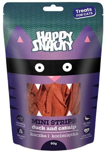 Happy Snacky Kot Mini Paski Kaczka Kocimiętka 80g