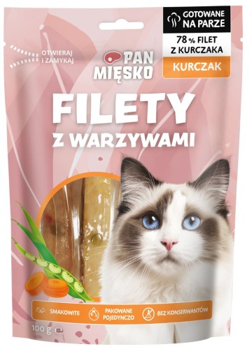 Pan Mięsko Kot Przysmak Filety Kurczak z warzywami 100g