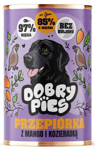 Dobry Pies Przepiórka Mango Kozieradka 400g