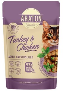Araton Cat Adult Sterilised Turkey Chicken 85g