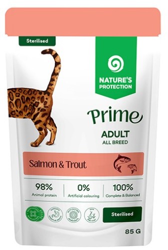 Natures Protection Prime Kot Sterilised Salmon Trout 85g