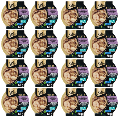 Sheba Filets Sos Kurczak Ryby Krewetki 16x60g
