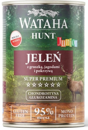 Wataha Hunt Junior Jeleń Gruszka Jagoda Pokrzywa 400g
