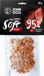 JohnDog SOFT Paski wołowina szwajcarska 95% 90g