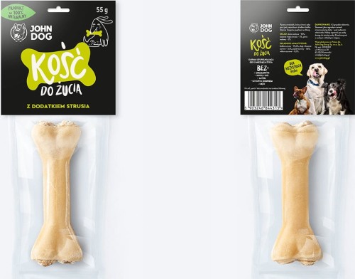 JOHN DOG Kość z dodatkiem strusia 55g
