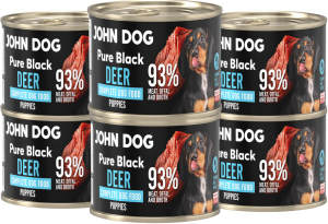 John Dog Pure Black Puppy Jeleń 6x200g