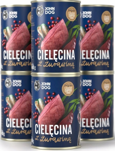 JohnDog Berry Adult Cielęcina z żurawiną 6x400g