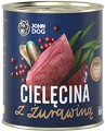JohnDog Berry Adult Cielęcina z żurawiną 6x800g