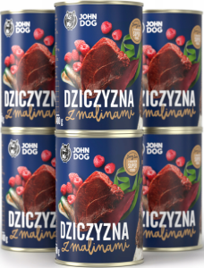JohnDog Berry Adult Dziczyzna z malinami 6x400g