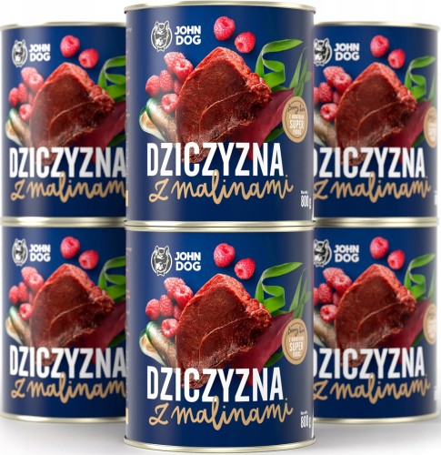 JohnDog Berry Adult Dziczyzna z malinami 6x800g