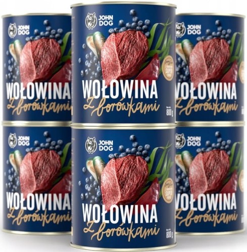 JohnDog Berry Adult Wołowina z borówkami 6x800g