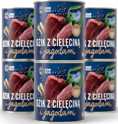 JohnDog Berry Junior Dzik z cielęciną 6x800g