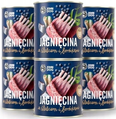 JohnDog Berry Junior Jagnięcina i śledź 6x800g