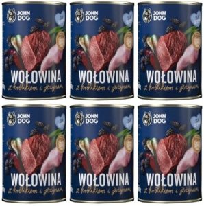 JohnDog Berry Junior wołowina z królikiem i jeżynami 6x400g