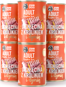 JohnDog Pumpkin Adult Jagnięcina z Królikiem 6x400g