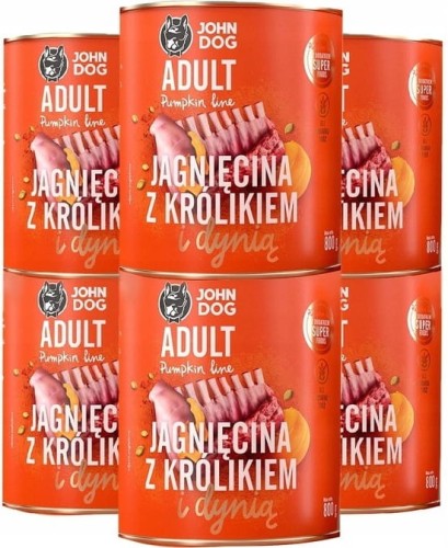 JohnDog Pumpkin Adult Jagnięcina z Królikiem 6x800g