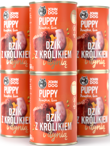JohnDog Pumpkin Junior Dzik z królikiem 6x400g