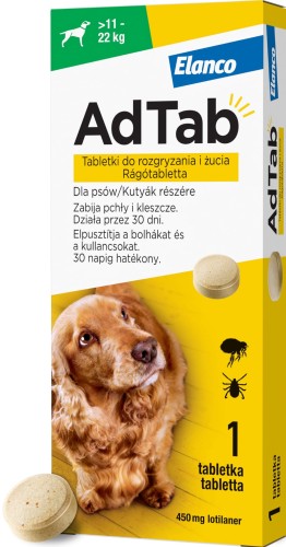 ADTAB 450mg 11 - 22kg Tabletka na kleszcze