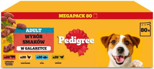 PEDIGREE Saszetka Galaretka Adult Drób Wołowina Kurczak Ryba 80x100g