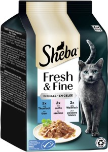 Sheba Mini Galaretka Tuńczyk Łosoś Biała Ryb 6x50g