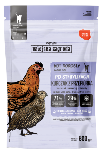 Wiejska Zagroda Kot Sucha Po Sterylizacji Kurczak Przepiórka 800g