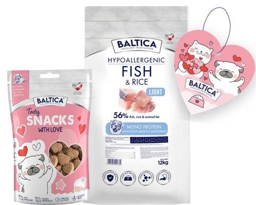 Baltica Monoprotein Adult Light Fish Rice L/XL 12kg + Prezent