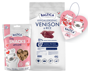 Baltica Monoprotein Adult Venison Rice L/XL 12kg + Prezent