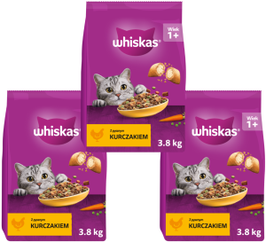 Whiskas Sucha Kurczak 3x3,8kg