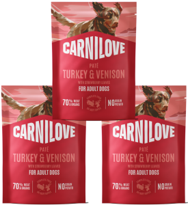 CARNILOVE Dog Pouch Turkey Venison 3x300g