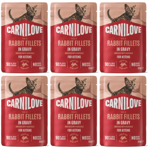 CARNILOVE Cat Kittens Pouch Gravy Rabbit 6x85g
