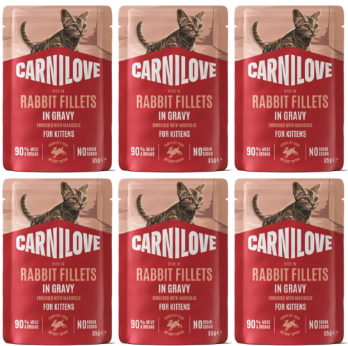 CARNILOVE Cat Kittens Pouch Gravy Rabbit 6x85g