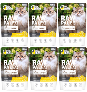 VetExpert Raw Paleo Cat Sterilised Chicken 6x100g