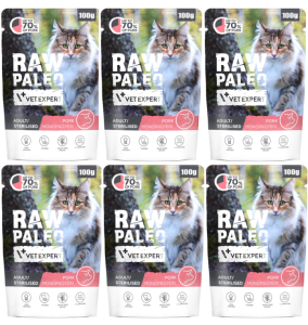 VetExpert Raw Paleo Cat Sterilised Pork 6x100g