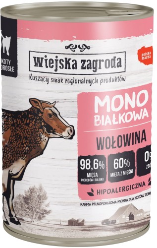 Wiejska Zagroda Kot Monoprotein Wołowina 400g