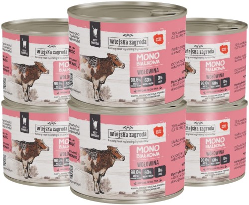 Wiejska Zagroda Kot Mono Wołowina 6x200g