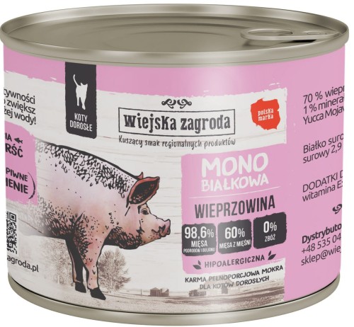 Wiejska Zagroda Kot Mono Wieprzowina 200g