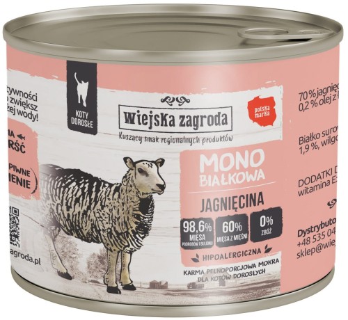 Wiejska Zagroda Kot Mono Jagnięcina 200g