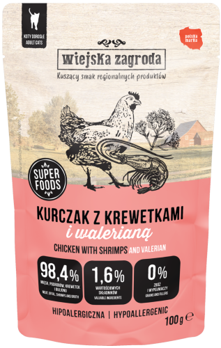 Wiejska Zagroda Kot Mokra Kurczak z Krewetkami 100g