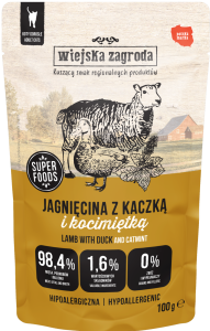 Wiejska Zagroda Kot Mokra Jagnięcina z Kaczką 100g