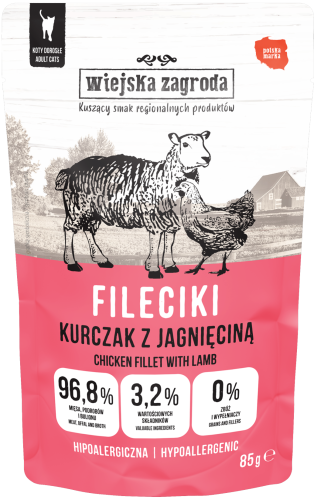 Wiejska Zagroda Kot Mokra Fileciki Kurczak z Jagnięciną 85g