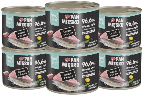 Pan Mięsko Kot Mokra Kurczak z Dorszem 6x200g