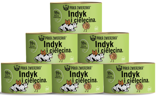 Paka Zwierzaka Mokra Kot Indyk Cielęcina 6x200g